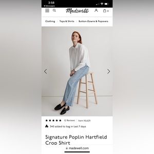 Madewell Signature Poplin Hartfield Crop Shirt